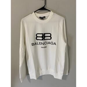New Balenciaga Unisex Logo Print Long Sleeve Sweater Size Medium